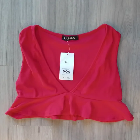 Lasula Sleeveless Crop Top with Ruffles Sz 14 - Picture 6 of 7